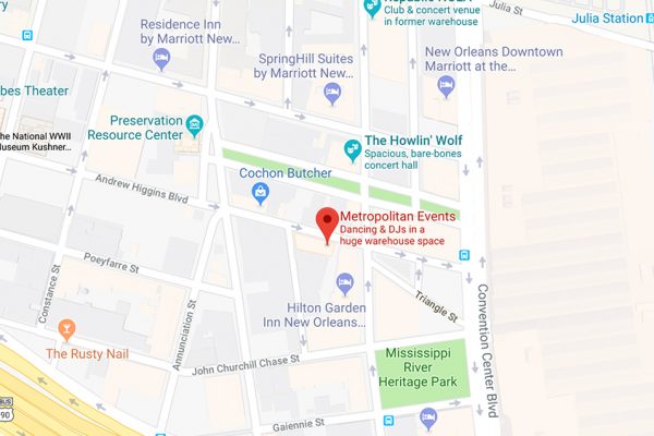 Map to The Metropolitan in New Orleans